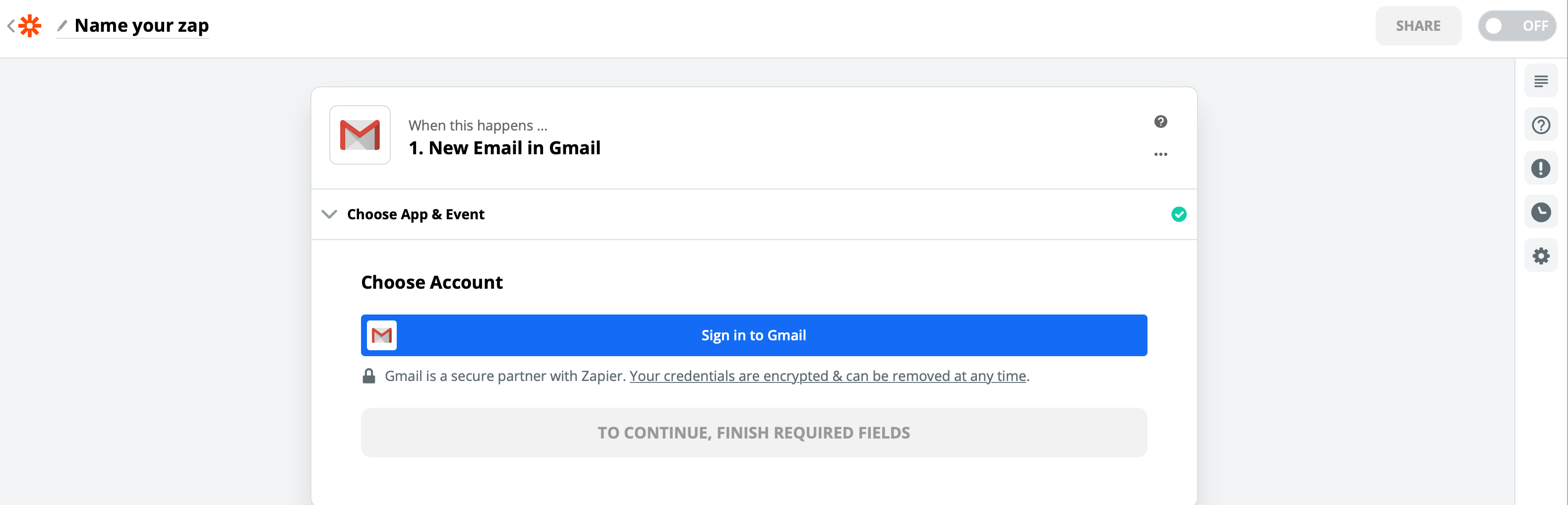 GmailのZapierの設定画像
